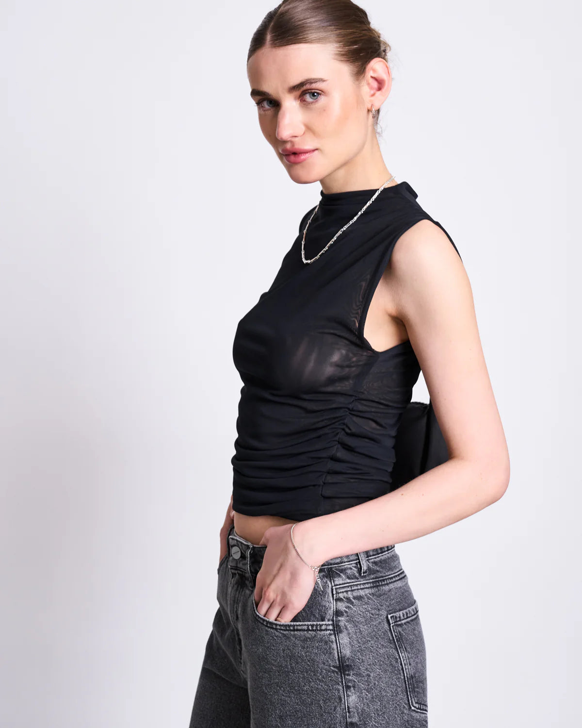 Ruffle Mesh Top LAGUNA