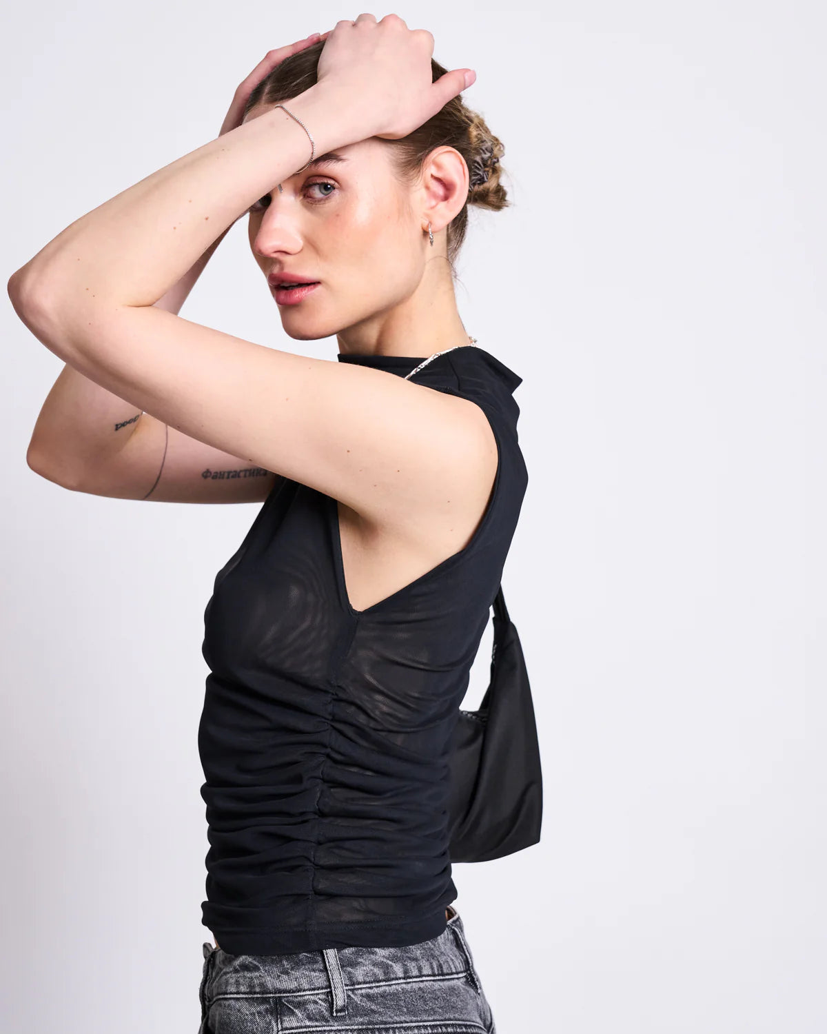 Ruffle Mesh Top LAGUNA