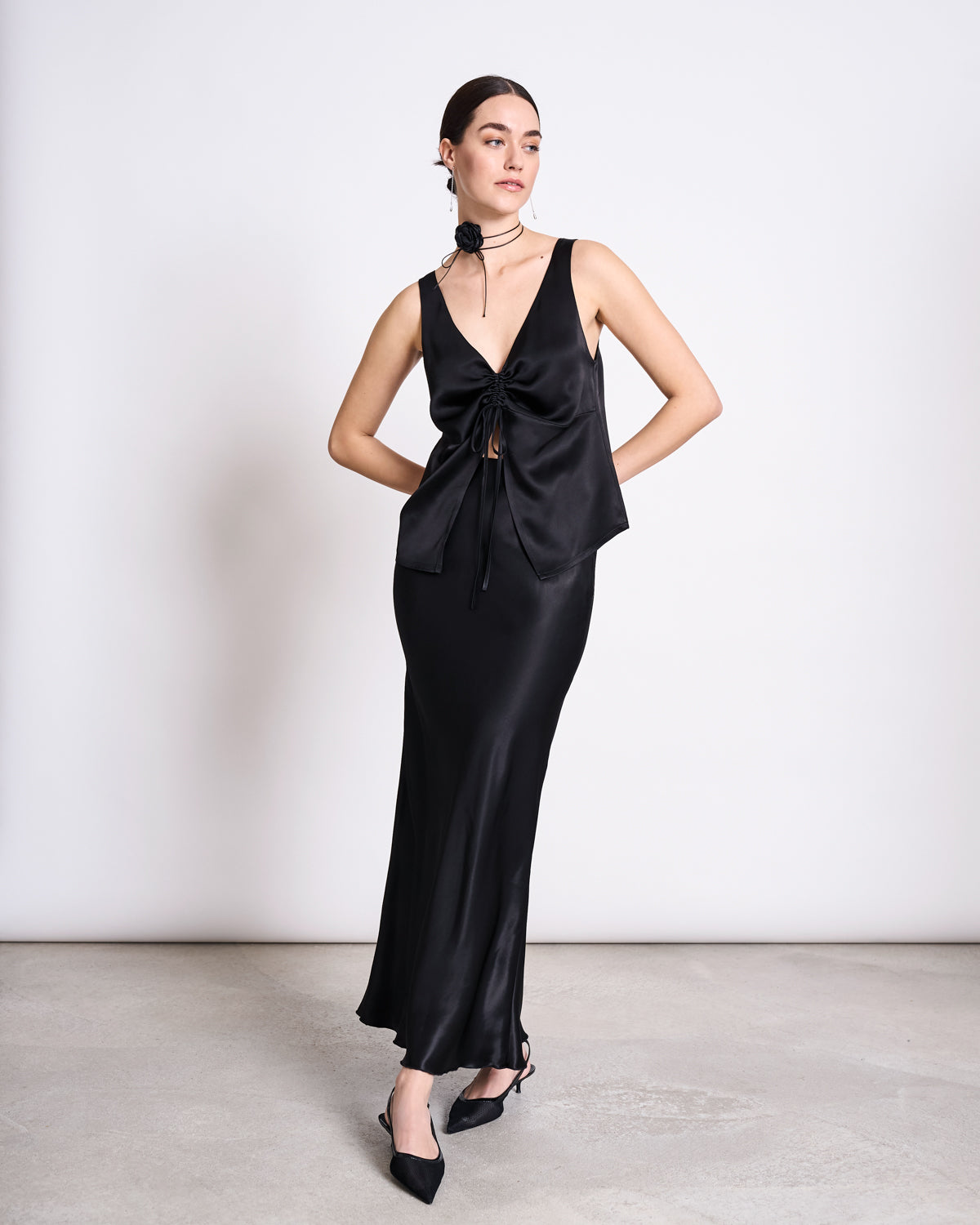Ruflled V-Neck Top TALARA