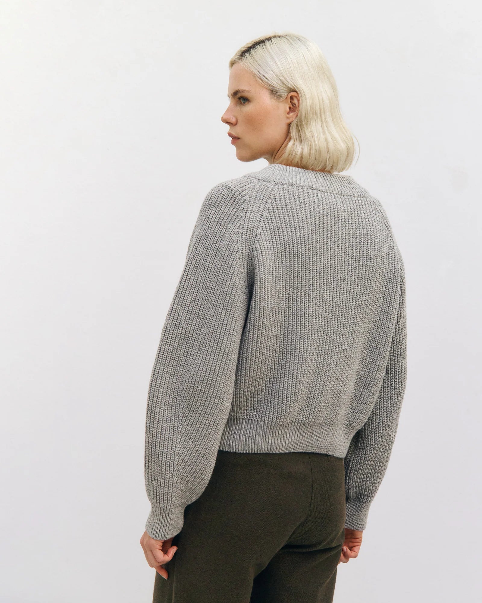 Cropped Knit Sweatshirt