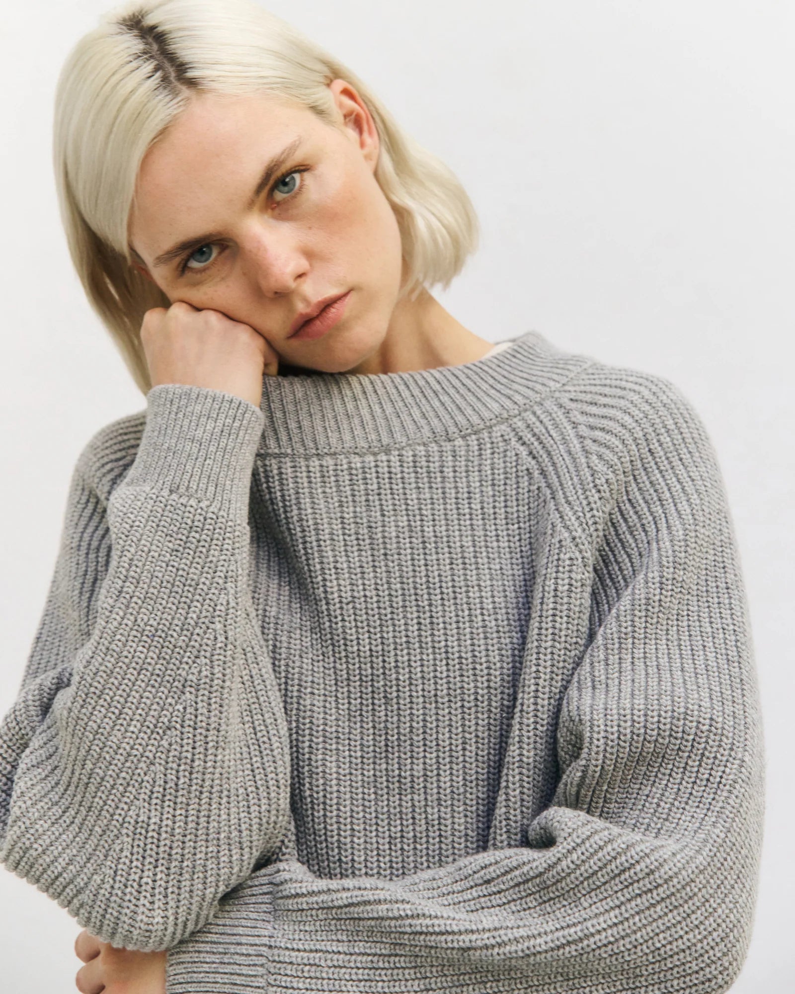 Cropped Knit Sweatshirt