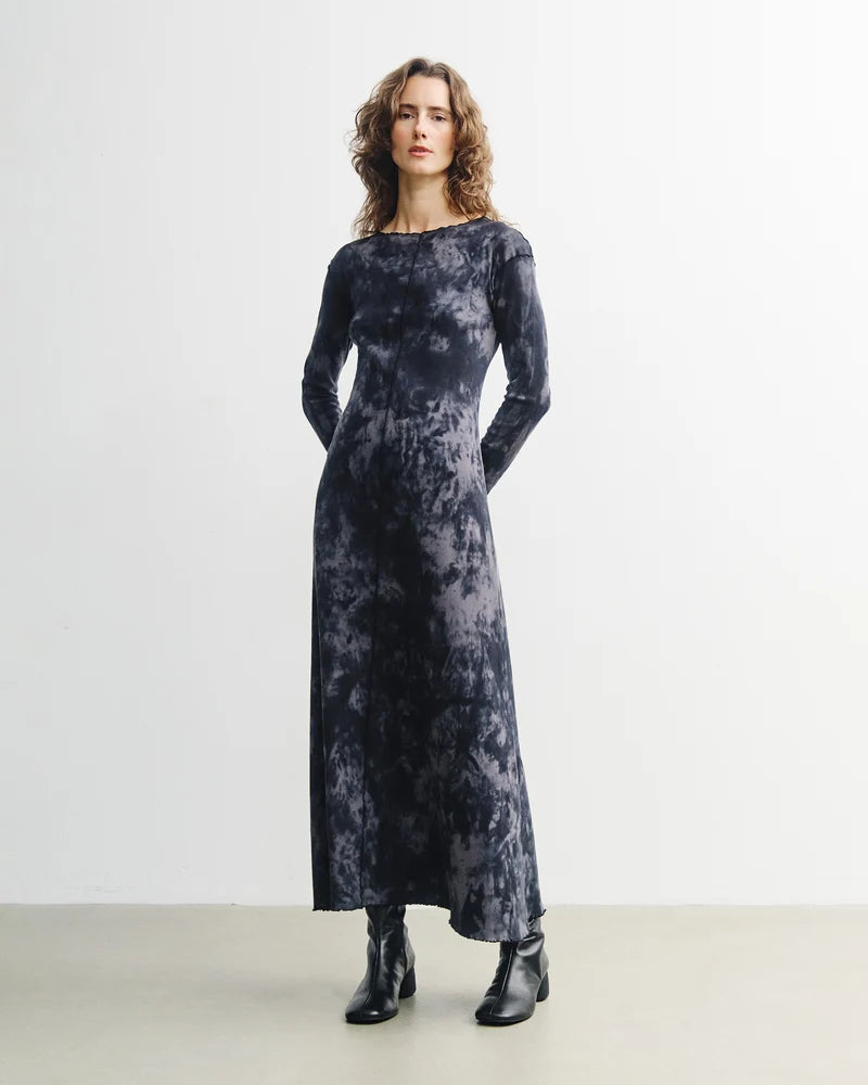 Pin-Tucked Long-Sleeve Dress