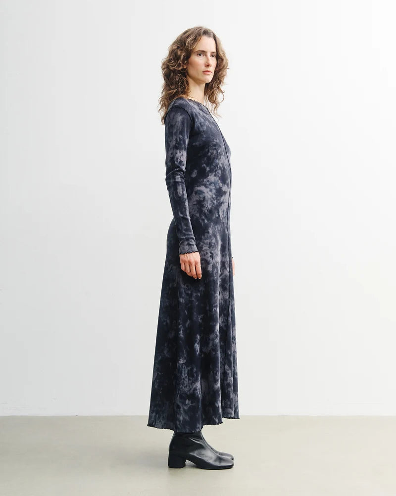Pin-Tucked Long-Sleeve Dress