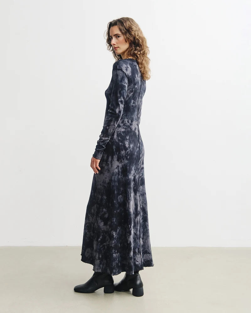 Pin-Tucked Long-Sleeve Dress