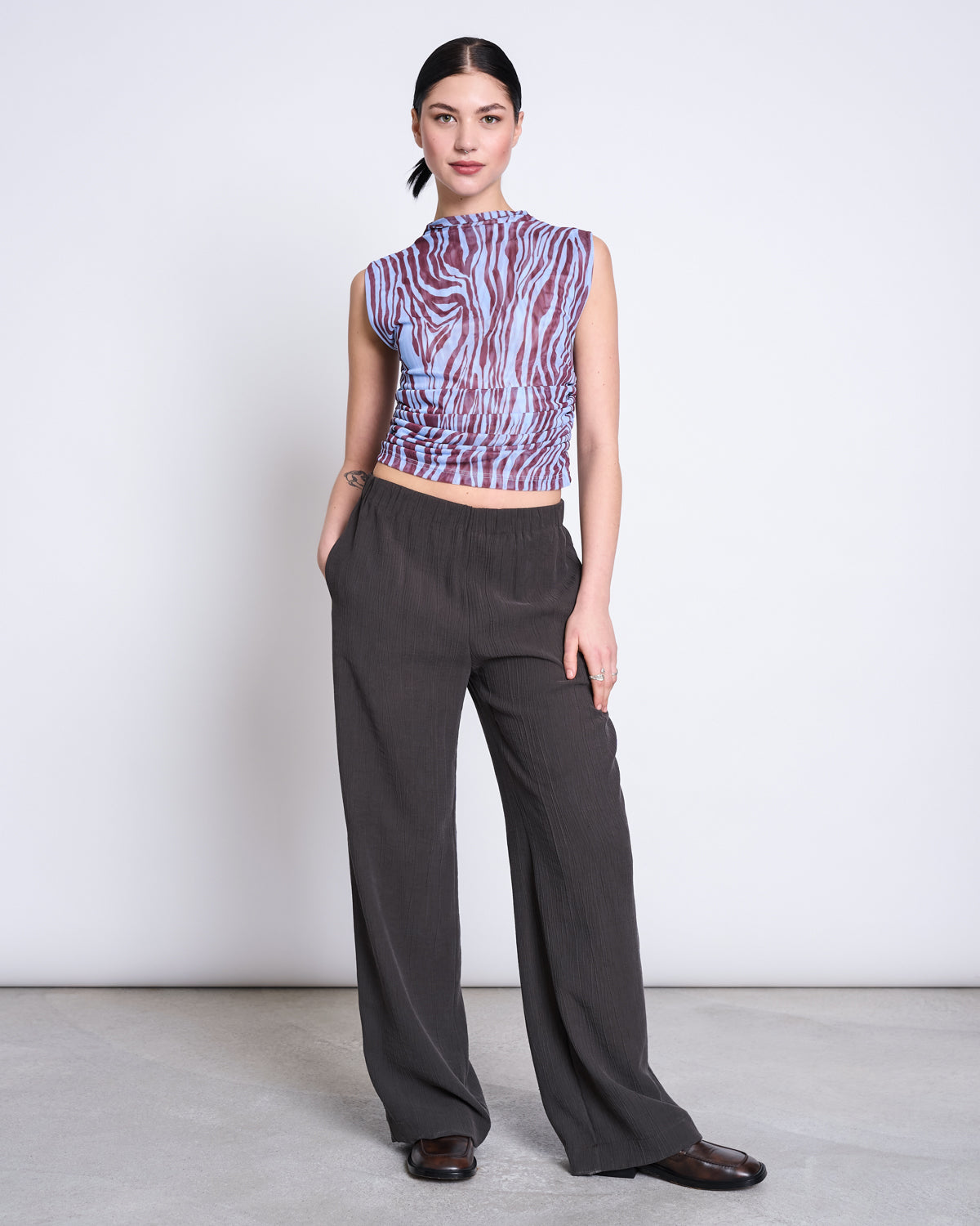 Ruffle Mesh Top LAGUNA