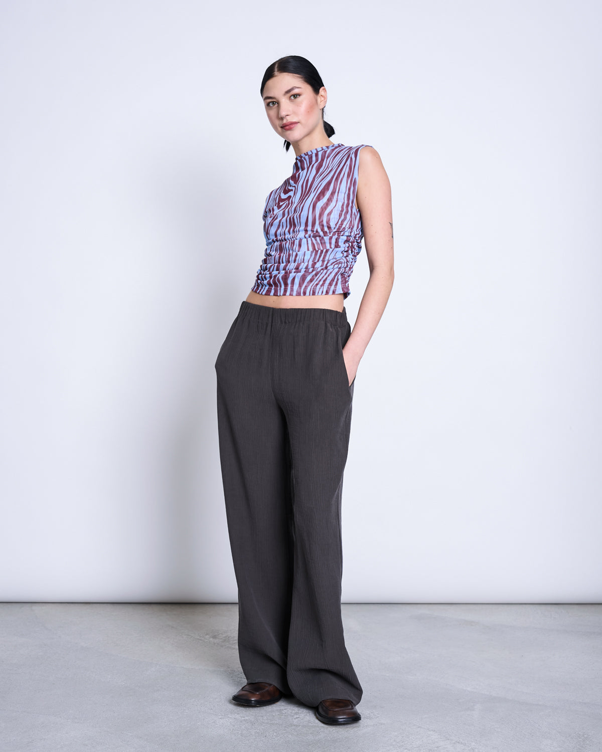 Ruffle Mesh Top LAGUNA