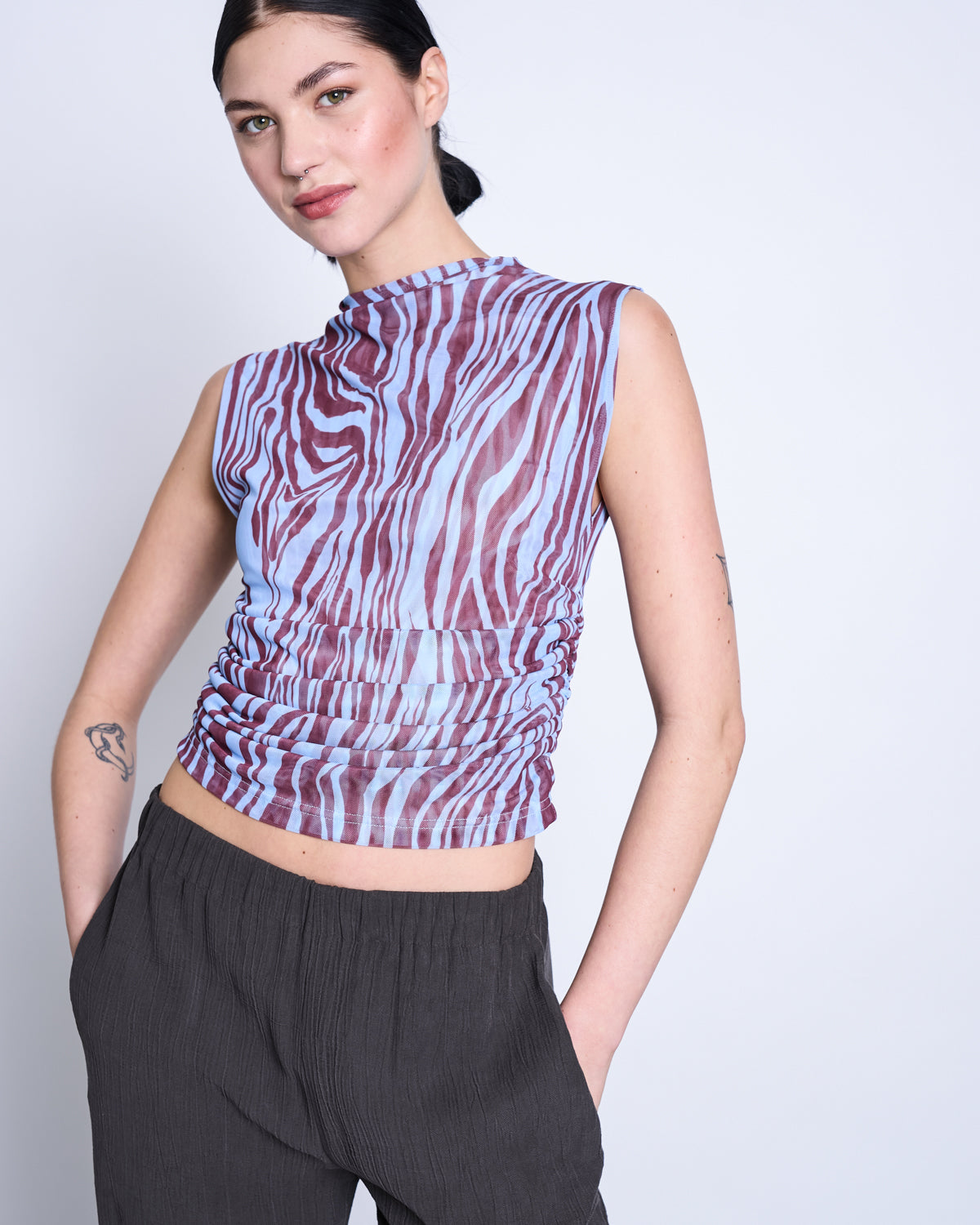 Ruffle Mesh Top LAGUNA