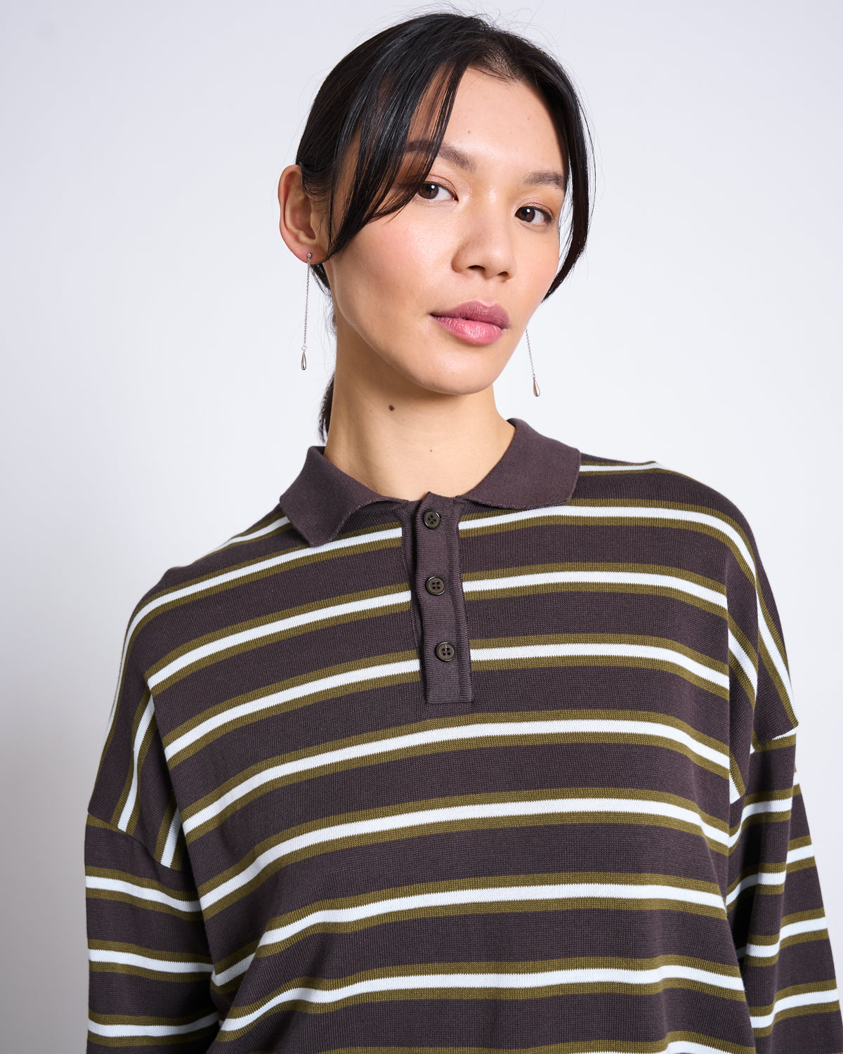 Striped Knit Polo Sweater ETTA