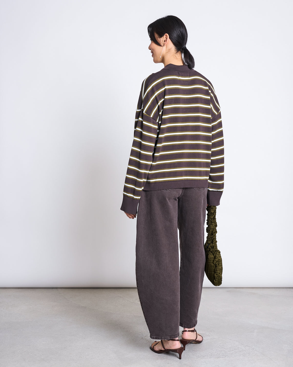 Striped Knit Polo Sweater ETTA