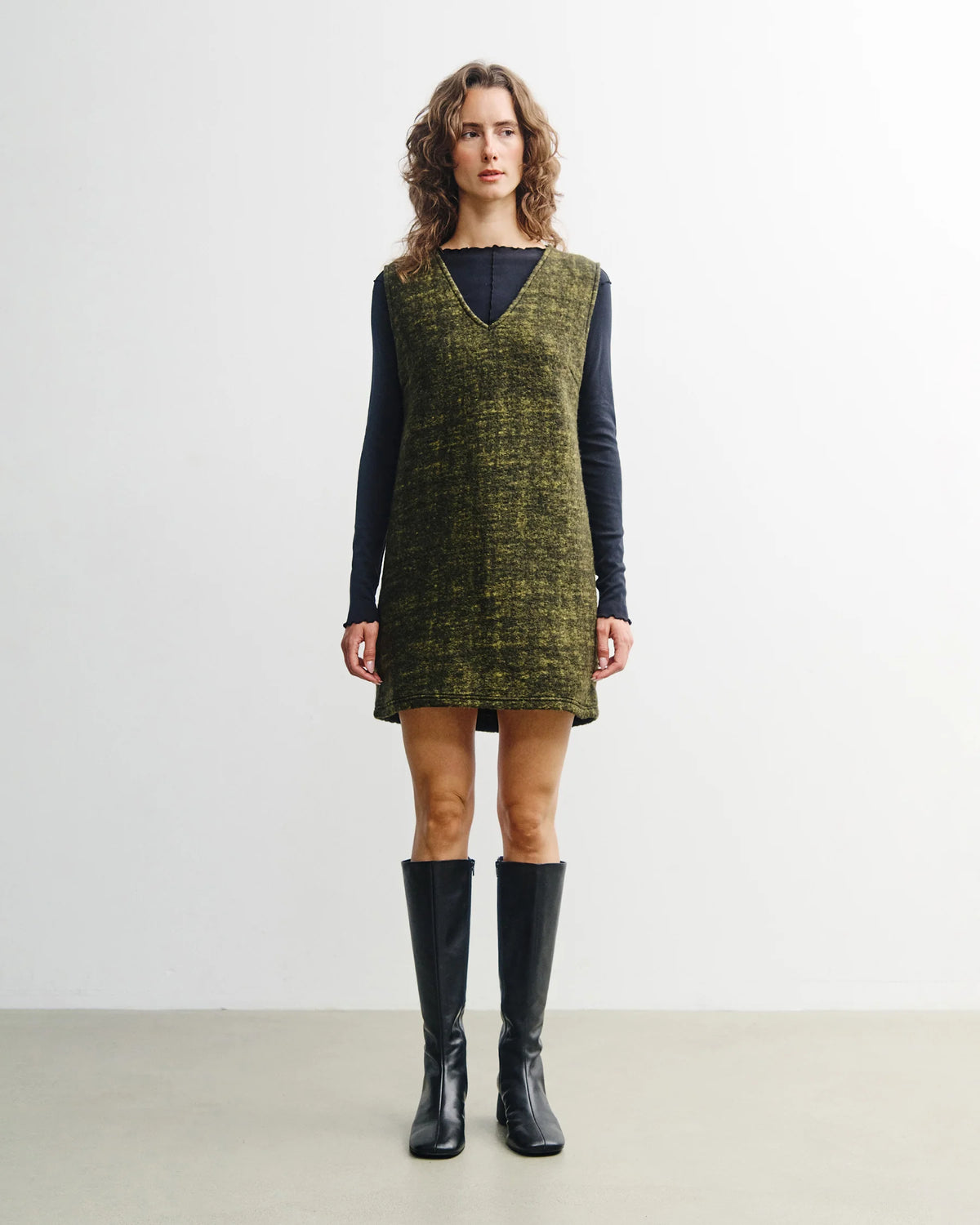V-Neck Dress Wool-Blend