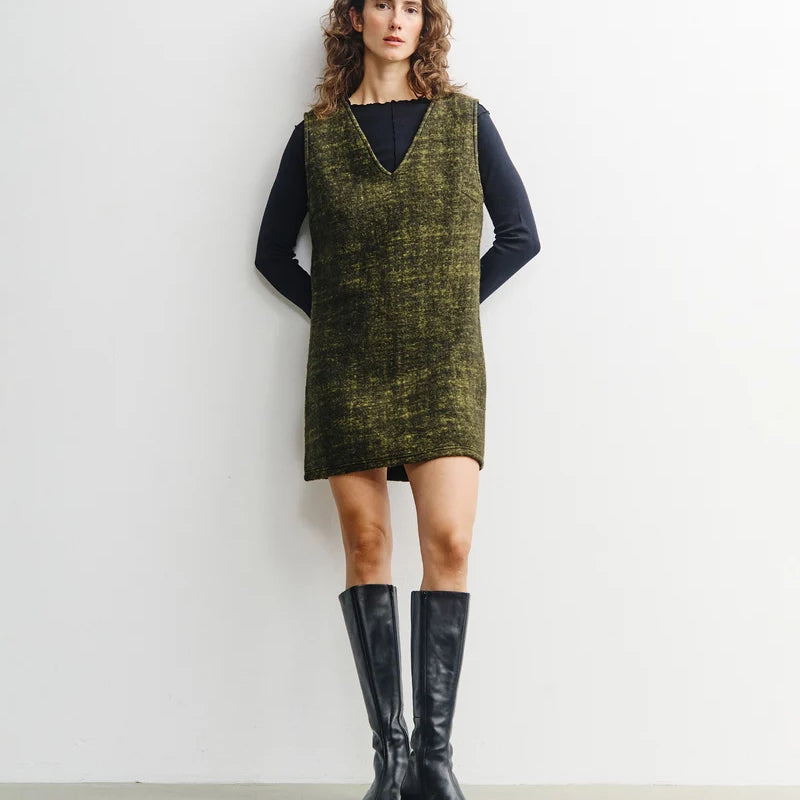 V-Neck Dress Wool-Blend