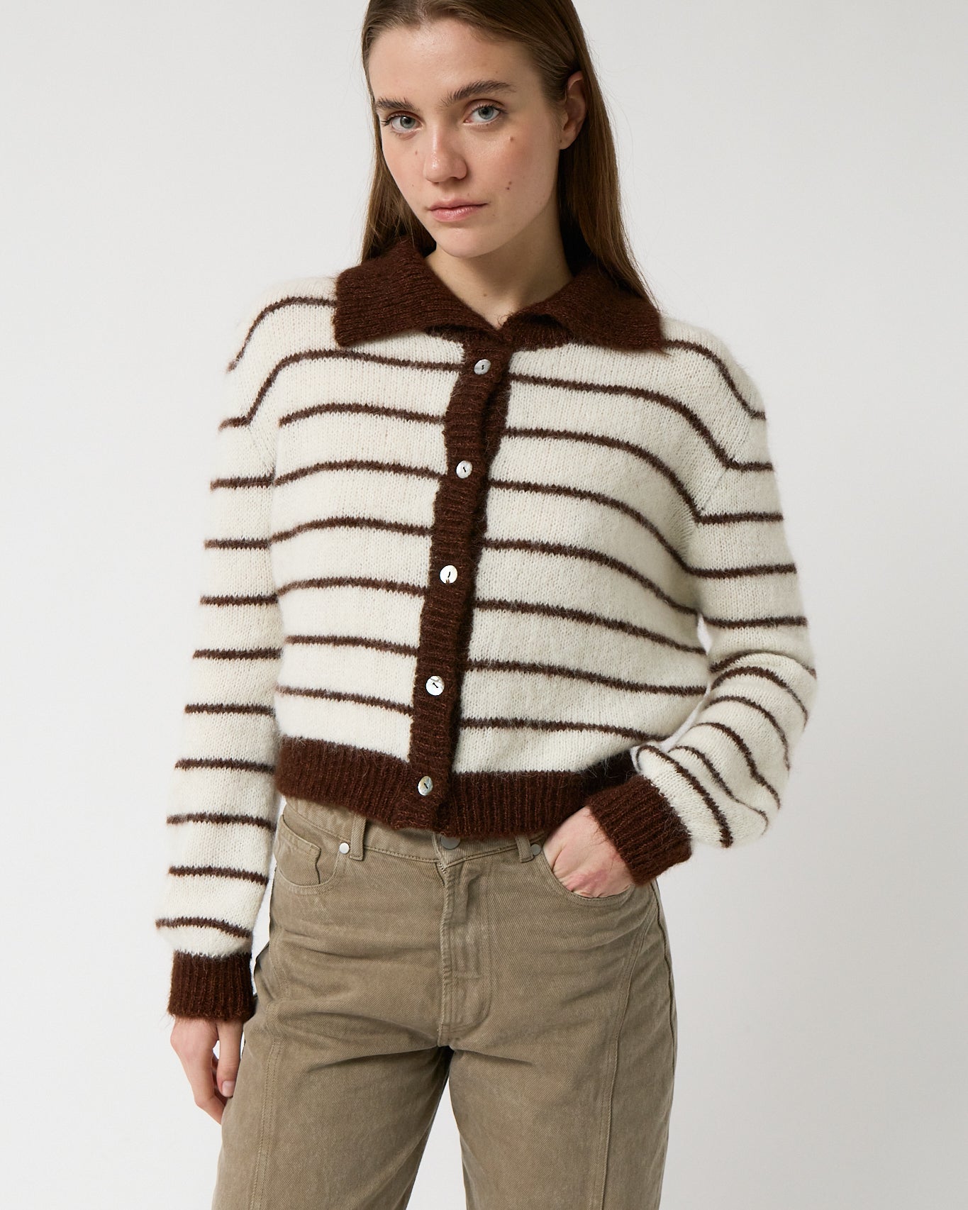 Praline Striped Cardigan