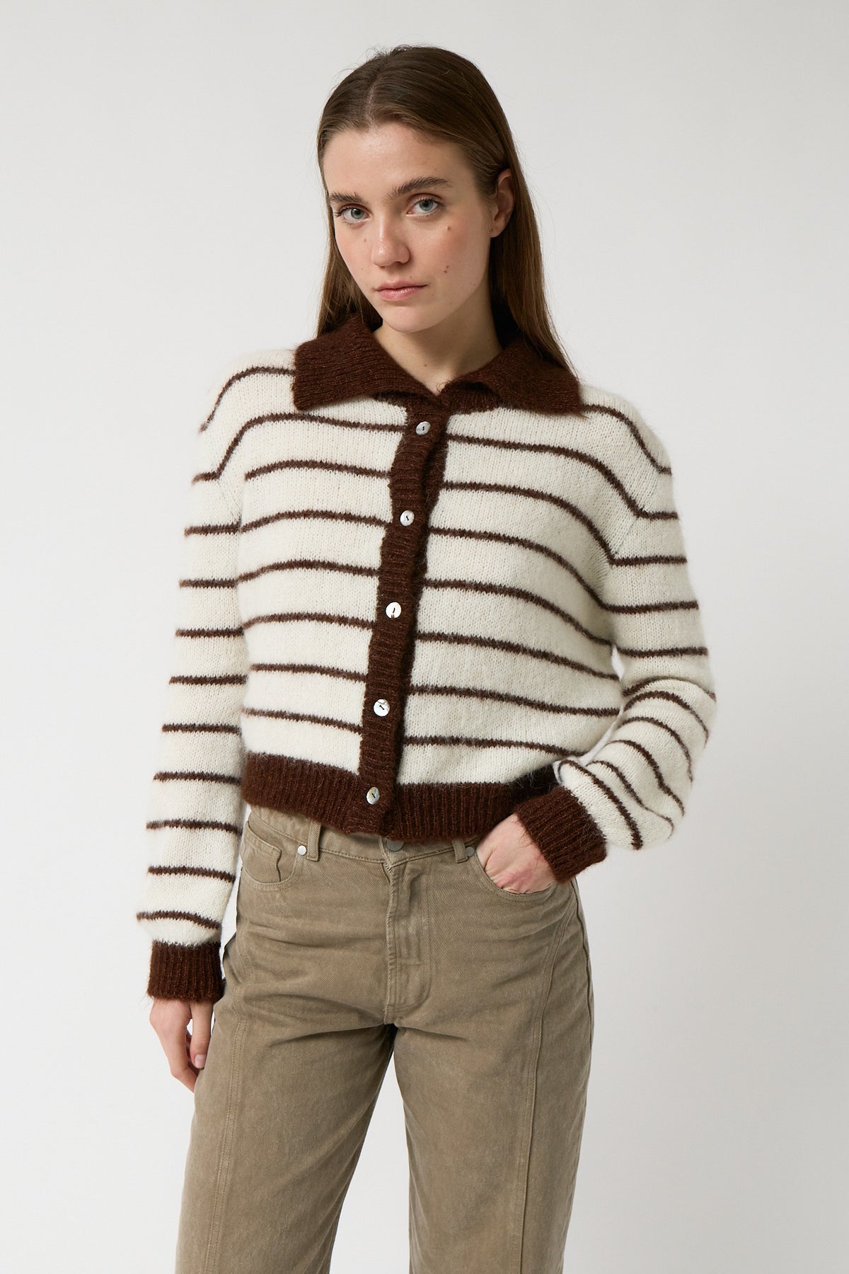 Praline Striped Cardigan