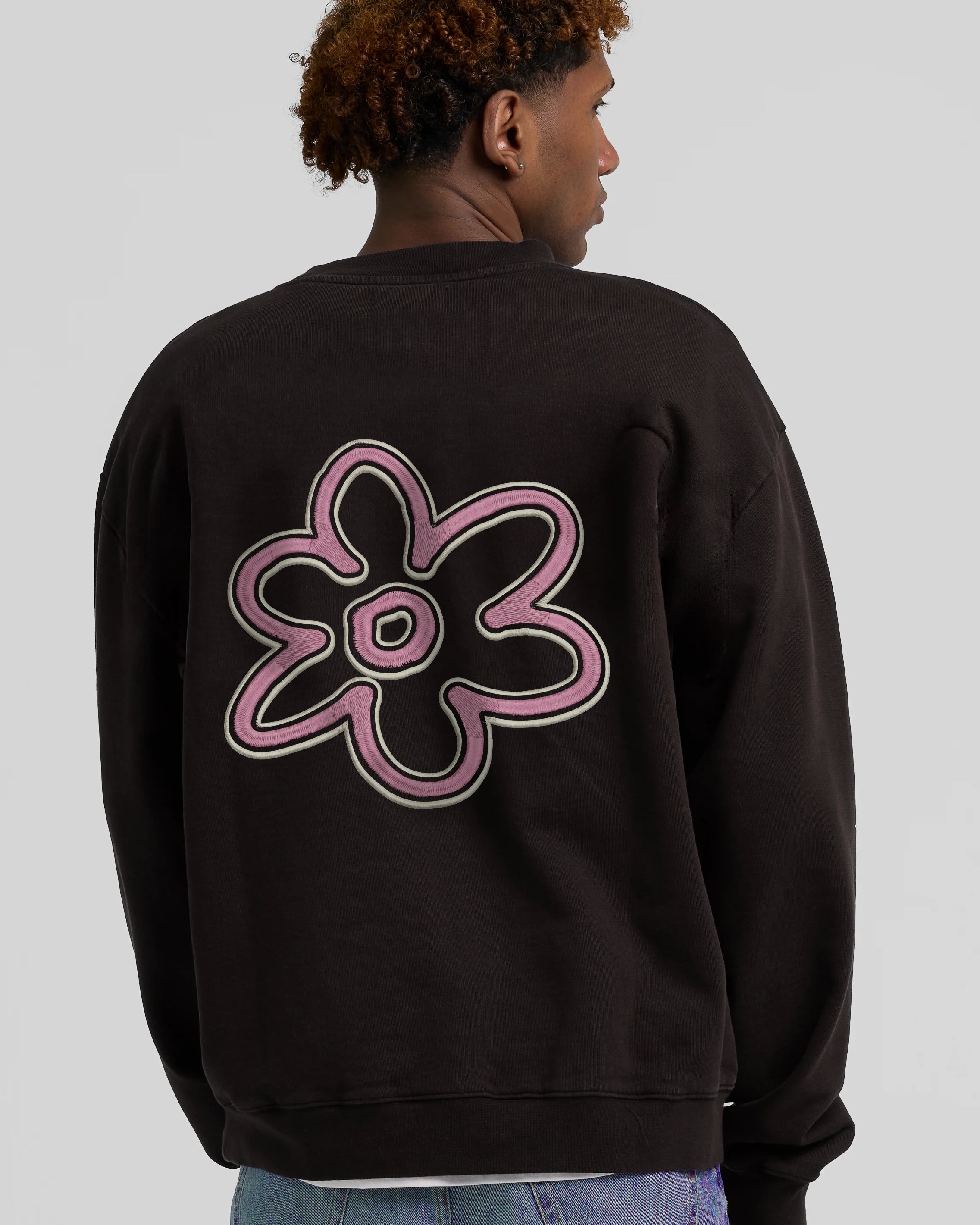 Line Flower Crewneck Brown