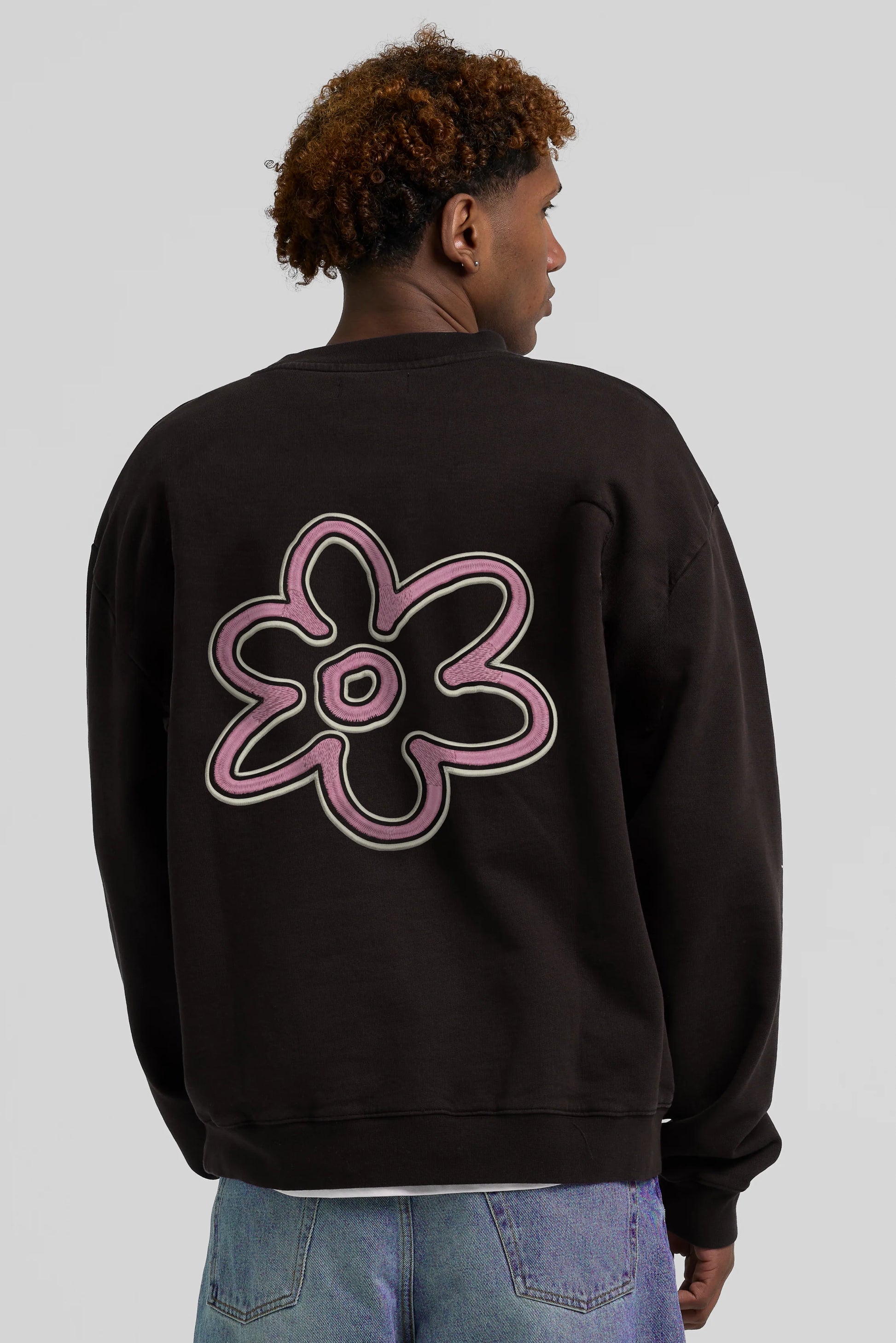 Line Flower Crewneck Brown